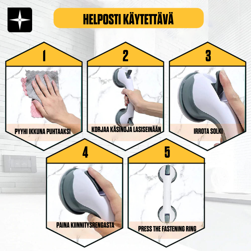 GripSafe™ | Avustavat kahvat kylpyhuoneen turvallisuuteen | 1 + 1 Ilmaiseksi