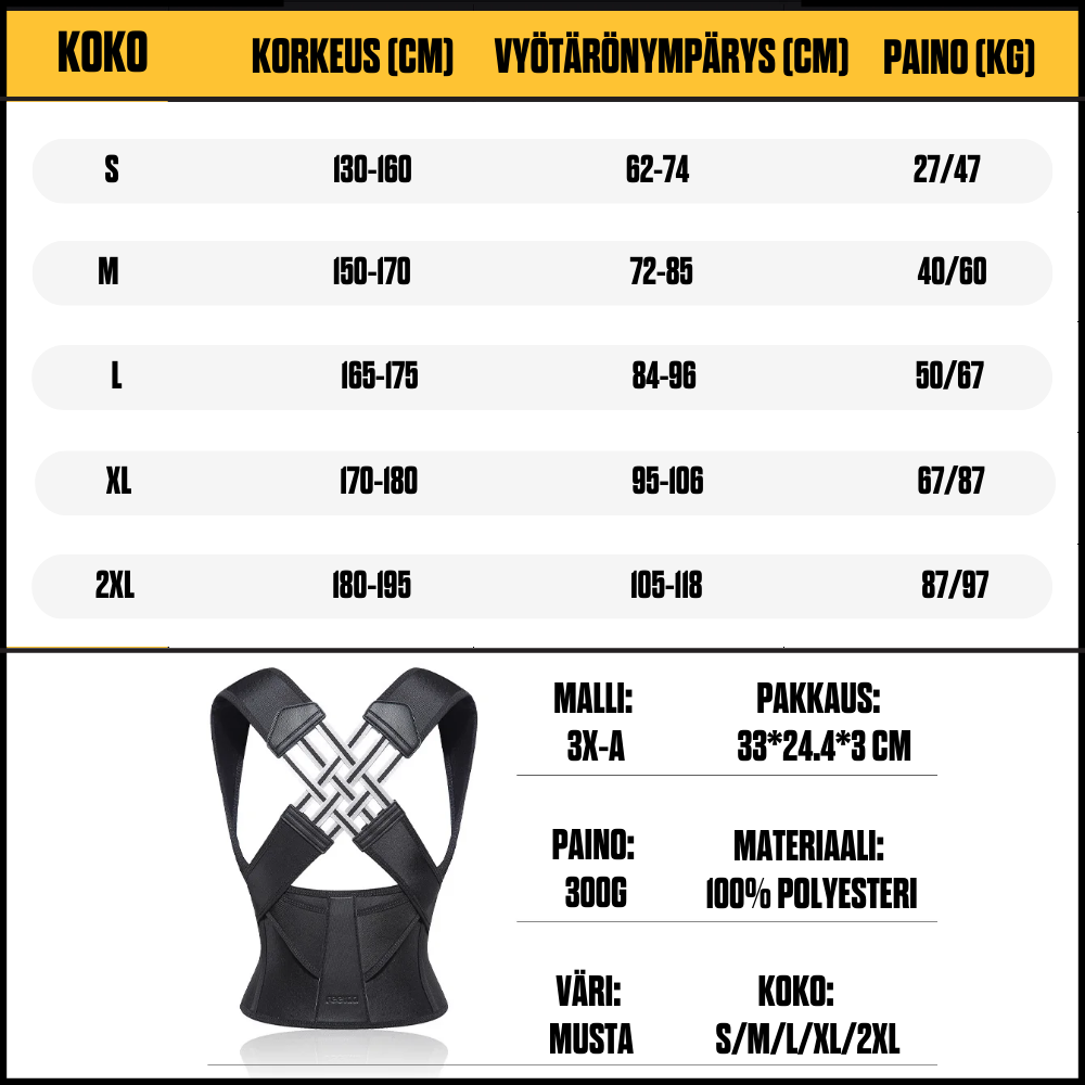 PosturePro™ | Korjaa Ryhtisi Säädettävän Selkähihnan Avulla